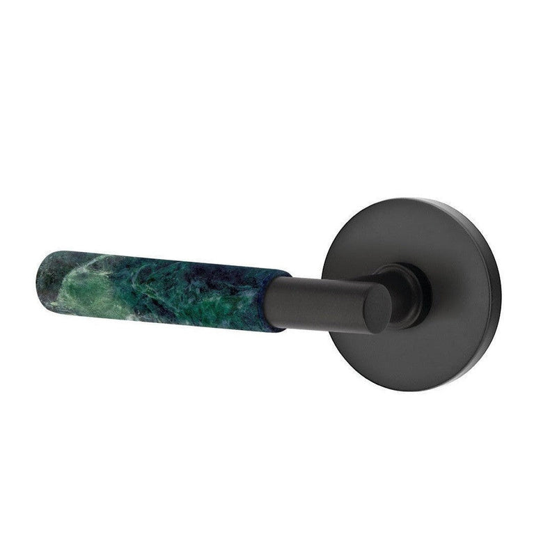 Emtek Select T-Bar Green Marble Lever with Disk Rosette in Flat Black finish