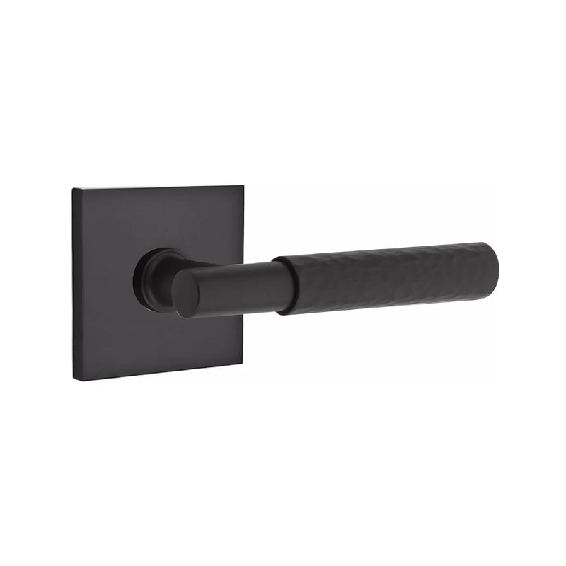 Emtek Select T-Bar Hammered Lever with Square Rosette in Flat Black finish