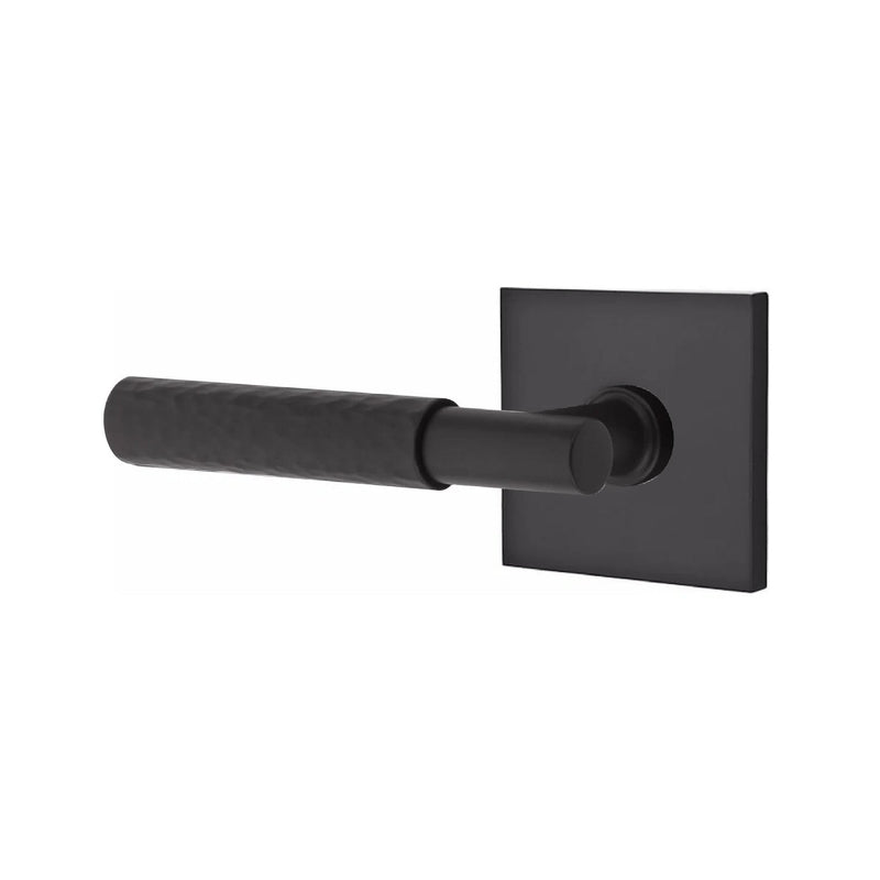 Emtek Select T-Bar Hammered Lever with Square Rosette in Flat Black finish