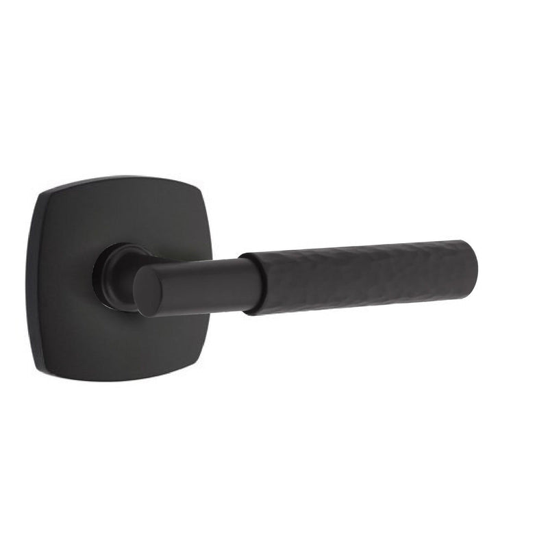 Emtek Select T-Bar Hammered Lever with Urban Modern Rosette in Flat Black finish