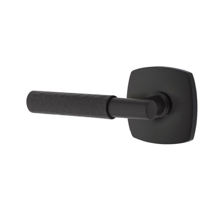 Emtek Select T-Bar Hammered Lever with Urban Modern Rosette in Flat Black finish