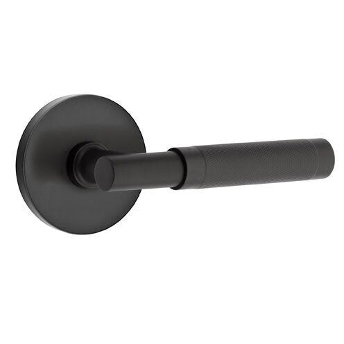 Emtek Select T-Bar Knurled Lever with Disk Rosette in Flat Black finish