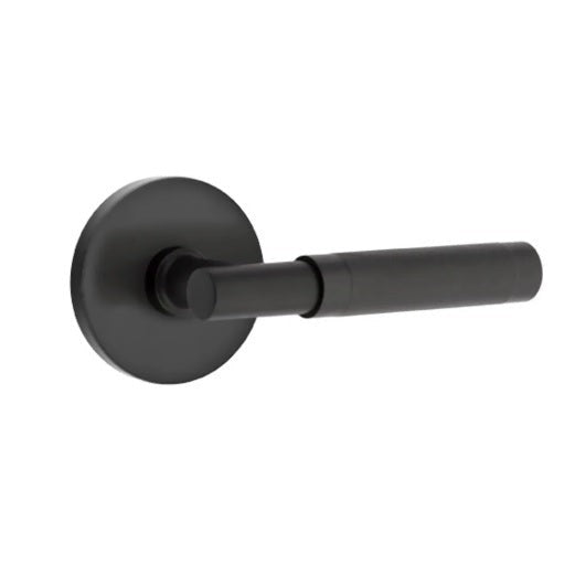 Emtek Select T-Bar Knurled Lever with Disk Rosette in Flat Black finish