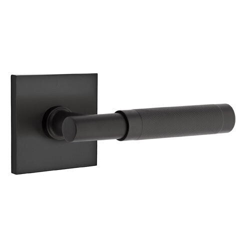 Emtek Select T-Bar Knurled Lever with Square Rosette in Flat Black finish