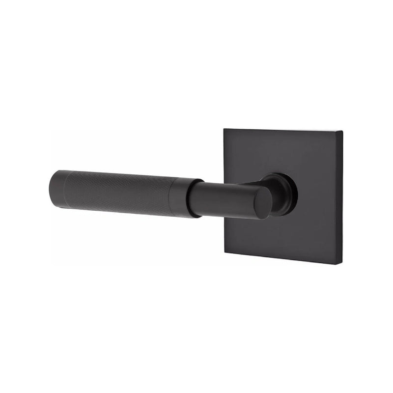 Emtek Select T-Bar Knurled Lever with Square Rosette in Flat Black finish