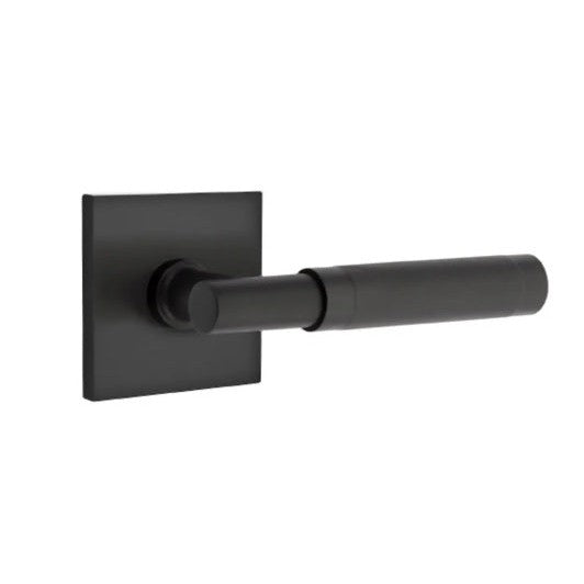 Emtek Select T-Bar Knurled Lever with Square Rosette in Flat Black finish