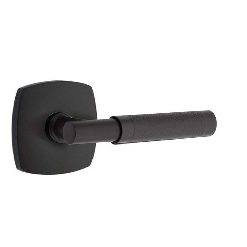 Emtek Select T-Bar Knurled Lever with Urban Modern Rosette in Flat Black finish