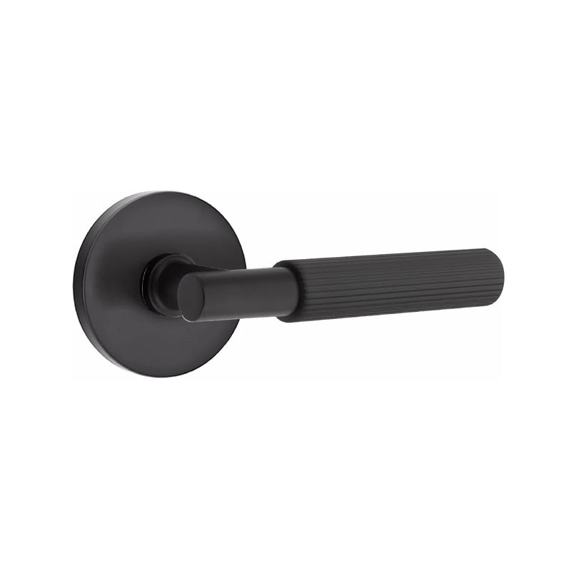 Emtek Select T-Bar Straight Knurled Lever with Disk Rosette in Flat Black finish