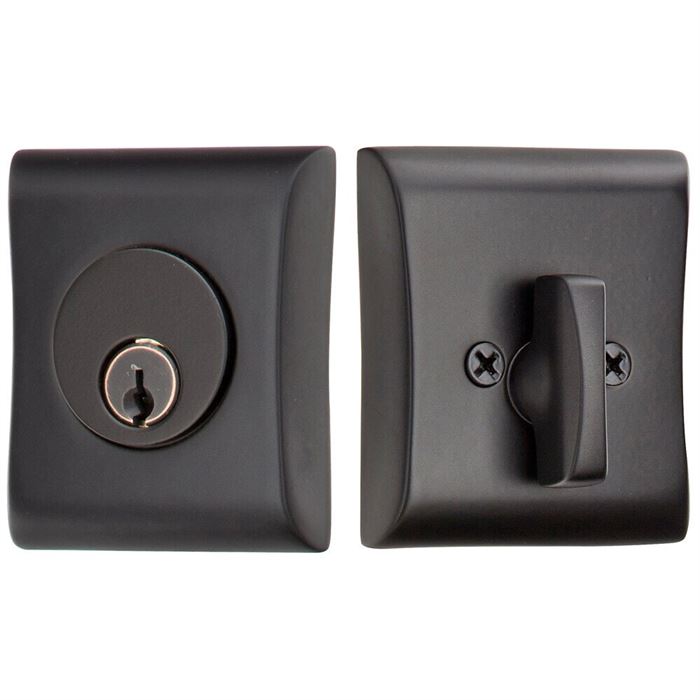 Emtek Single Cylinder Neos Keyed Deadbolt in Flat Black finish