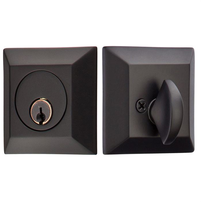 Emtek Single Cylinder Quincy Keyed Deadbolt in Flat Black finish