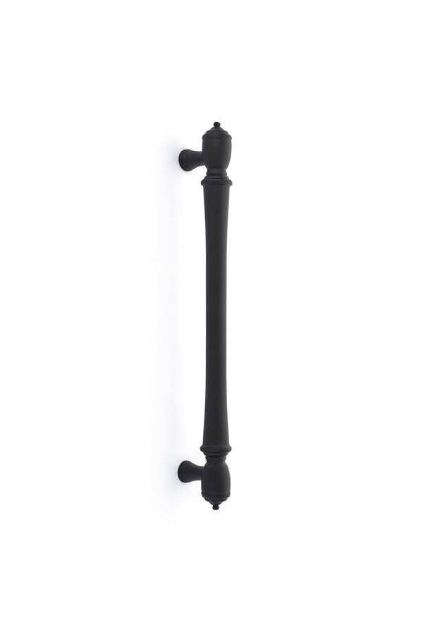 The Emtek Spindle Appliance Pull, 12" Center to Center in Flat Black finish