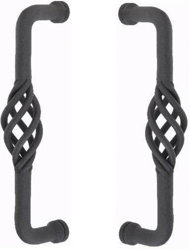 Emtek Back to Back Lafayette Door Pull, 8" Center to Center in Flat Black Steel finish