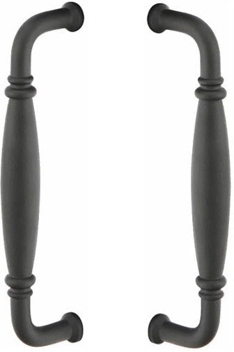 Emtek Back to Back Normandy Door Pull, 8" Center to Center in Flat Black Steel finish