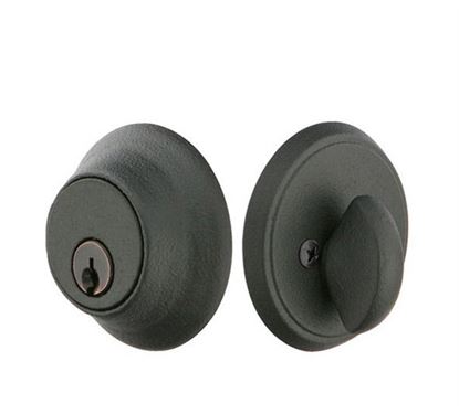 Emtek Single Cylinder #2 Wrought Steel Keyed Deadbolt in Flat Black Steel finish