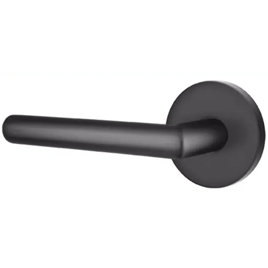 Emtek Stuttgart Lever With Disk Rosette in Flat Black finish