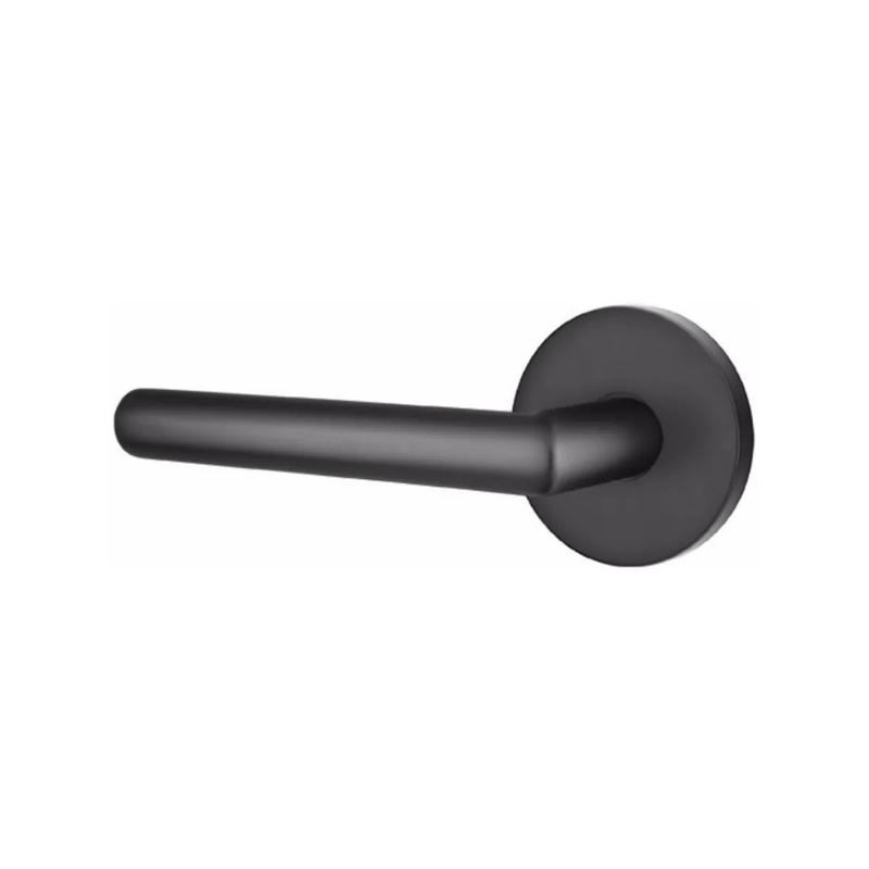 Emtek Stuttgart Lever With Disk Rosette in Flat Black finish