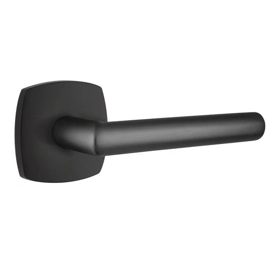 Emtek Stuttgart Lever With Urban Modern Rosette in Flat Black finish