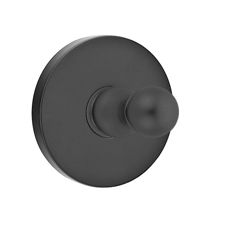 Emtek Traditional Brass Single Robe Hook With Regular Disc Rosette in Flat Black finish