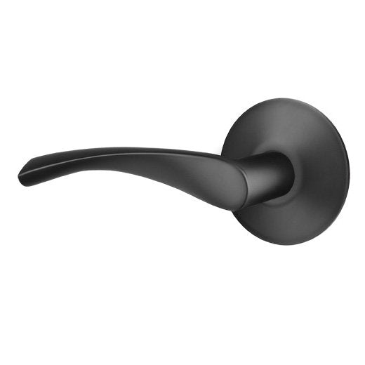 The Emtek Triton Lever With Modern Rosette in Flat Black finish.