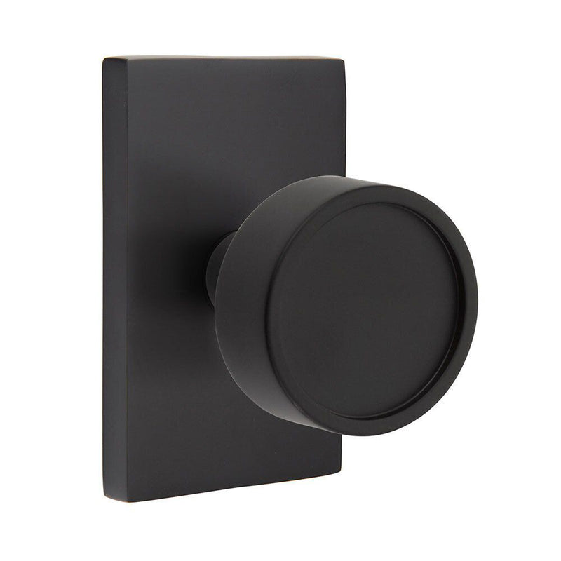 Emtek Verve Knob with Modern Rectangular Rosette in Flat Black finish