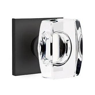 Emtek Windsor Crystal Knob with Square Rosette in Flat Black finish