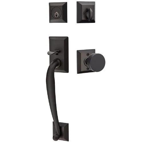 Emtek Franklin Tubular Entrance Handleset With Bern Knob Flat Black