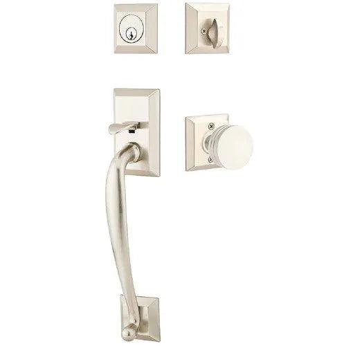 Emtek Franklin Tubular Entrance Handleset With Bern Knob Satin Nickel