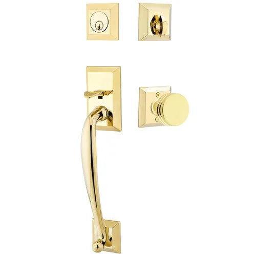 Emtek Franklin Tubular Entrance Handleset With Bern Knob Unlacquered Brass
