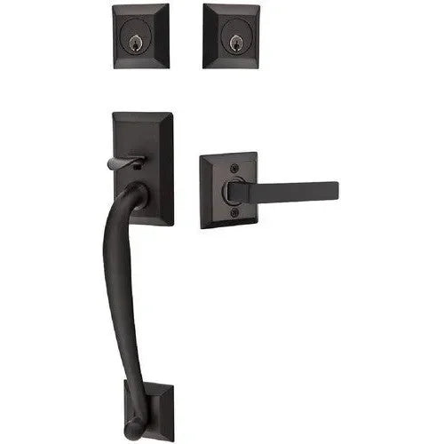 Emtek Franklin Tubular Entrance Handleset With Dumont Lever Flat Black