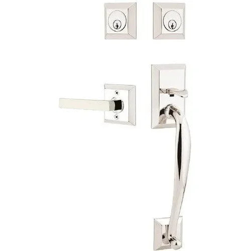 Emtek Franklin Tubular Entrance Handleset With Dumont Lever Lifetime Polished Nickel