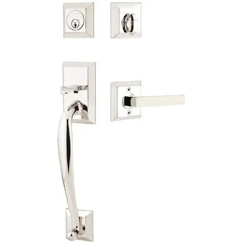 Emtek Franklin Tubular Entrance Handleset With Dumont Lever Lifetime Polished Nickel