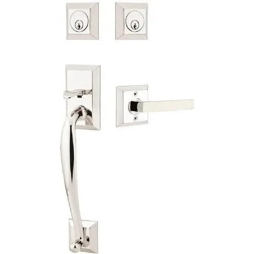Emtek Franklin Tubular Entrance Handleset With Dumont Lever Lifetime Polished Nickel