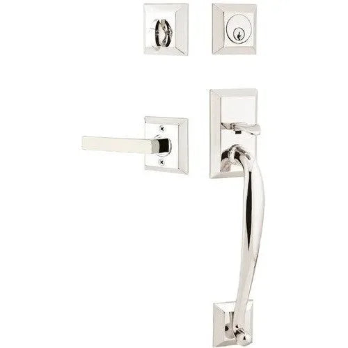 Emtek Franklin Tubular Entrance Handleset With Dumont Lever Lifetime Polished Nickel