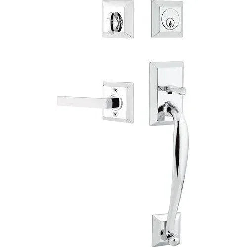 Emtek Franklin Tubular Entrance Handleset With Dumont Lever Polished Chrome