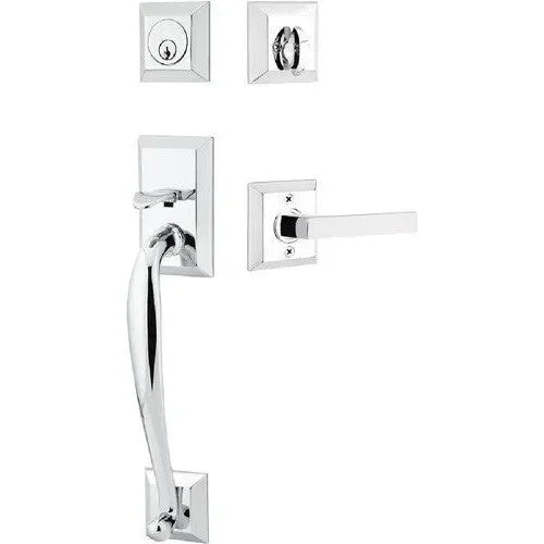 Emtek Franklin Tubular Entrance Handleset With Dumont Lever Polished Chrome