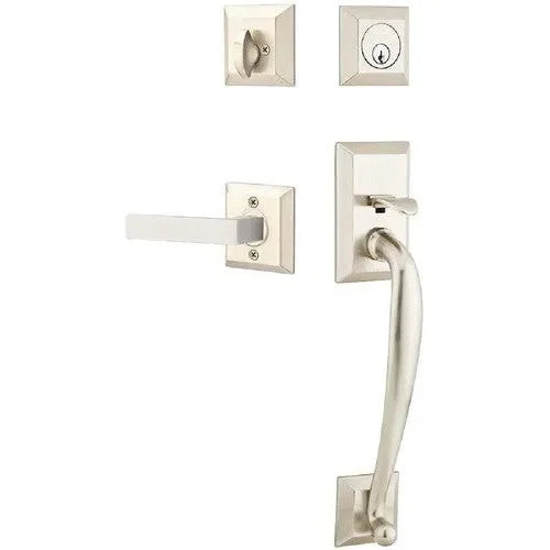 Emtek Franklin Tubular Entrance Handleset With Dumont Lever Satin Nickel