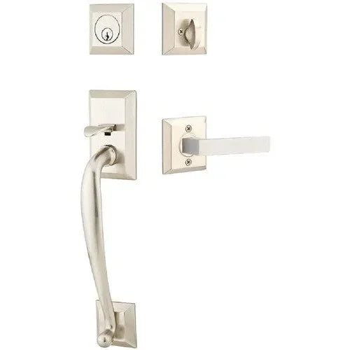 Emtek Franklin Tubular Entrance Handleset With Dumont Lever Satin Nickel