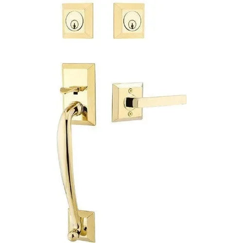 Emtek Franklin Tubular Entrance Handleset With Dumont Lever Unlacquered Brass