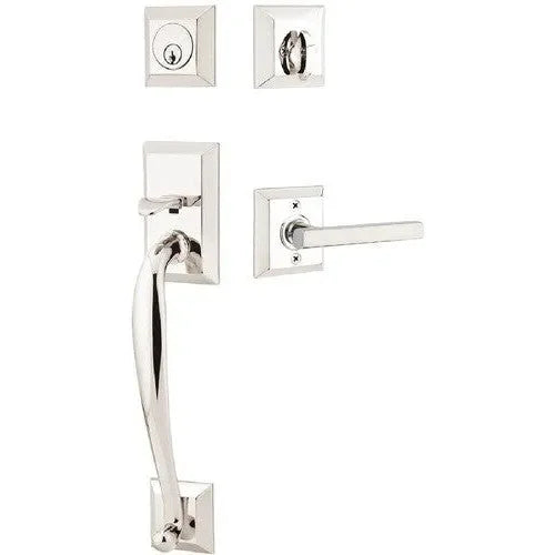 Emtek Franklin Tubular Entrance Handleset With Freestone Lever Lifetime Polished Nickel