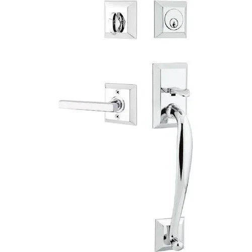 Emtek Franklin Tubular Entrance Handleset With Freestone Lever Polished Chrome