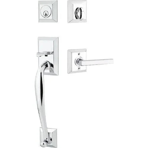 Emtek Franklin Tubular Entrance Handleset With Freestone Lever Polished Chrome
