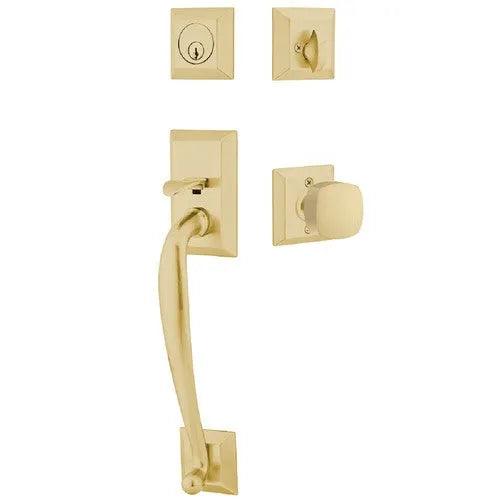 EmtekEmtek Franklin Tubular Entrance Handleset With Freestone Square Knob in 