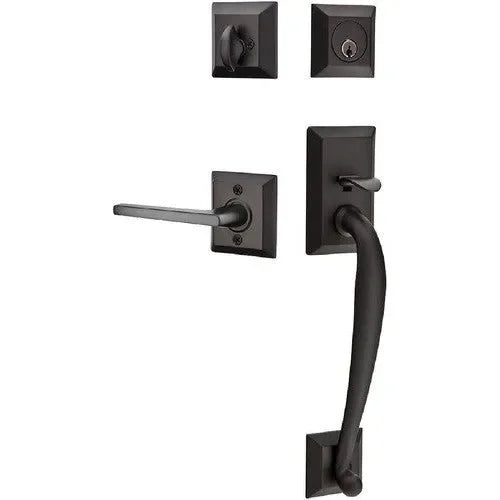 Emtek Franklin Tubular Entrance Handleset With Helios Lever Flat Black