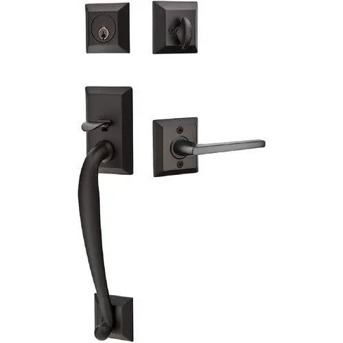 Emtek Franklin Tubular Entrance Handleset With Helios Lever Flat Black