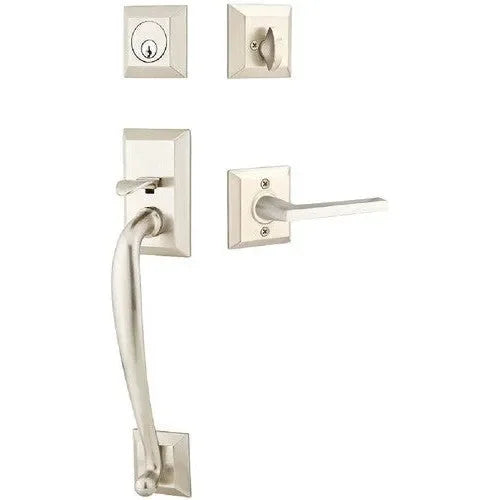 Emtek Franklin Tubular Entrance Handleset With Helios Lever Satin Nickel