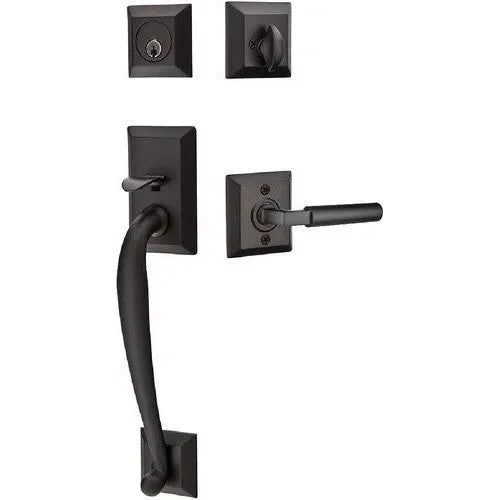 Emtek Franklin Tubular Entrance Handleset With Hercules Lever Flat Black