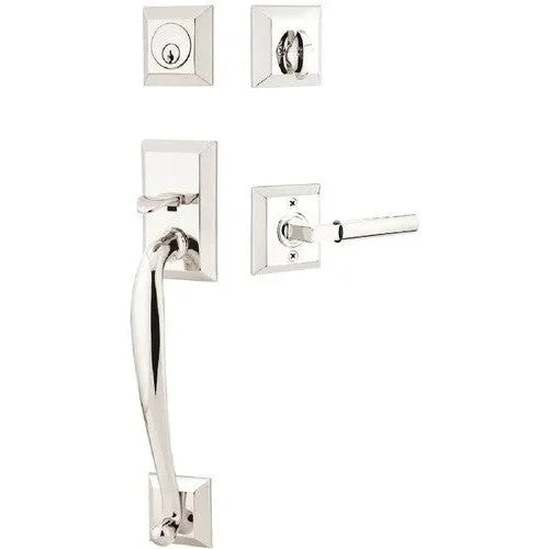 Emtek Franklin Tubular Entrance Handleset With Hercules Lever Lifetime Polished Nickel
