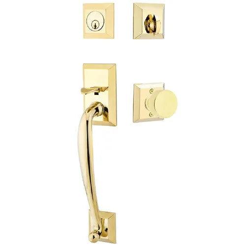 Emtek Franklin Tubular Entrance Handleset With Round Knob Unlacquered Brass