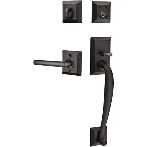 Emtek Franklin Tubular Entrance Handleset With Stuttgart Lever Flat Black