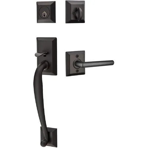 Emtek Franklin Tubular Entrance Handleset With Stuttgart Lever Flat Black
